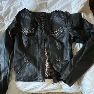 Faux leather ladies jacket